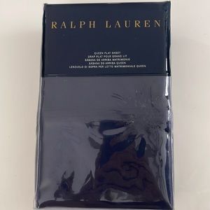 New Ralph Lauren Solid Percale Navy Blue Queen Flat Sheet. $115